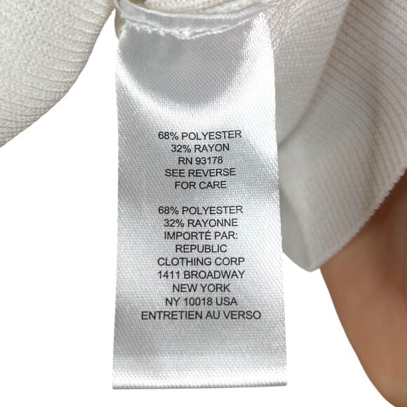 NWT Truth by Republic White Black Ric Rac Trim Collared Short Sleeve Cardigan M - Picture 8 of 8